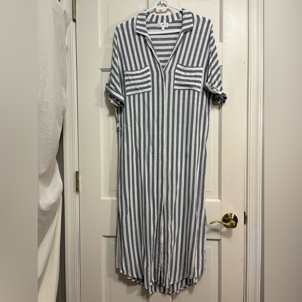 Socialite Blue Stripe Maxi Dress Size S